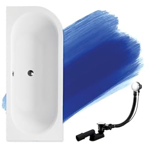 BADLAND Hoekbadkuip badkuip Avita afmetingen: 150-180 x 75-80 cm links rechts met afvoergarnituur en voeten GRATIS zonder bekleding (150×75 links)