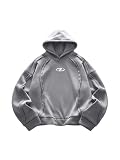 RoseSeek Men's Hoodies Long Sleeve Graphic Sweatshirts Hooded Neck Pullover Tops Fall Streetwear Grey Medium