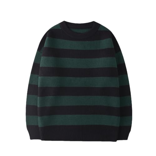 Men Striped Knitted Sweater Vintage Loose Sweaters Harajuku Warm Jumper Pullover Casual