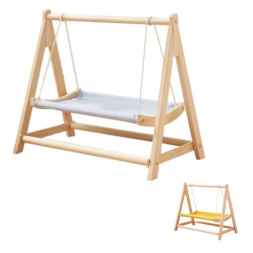 Zekono 猫用ベッド 木製 ハンモック 1/2段 猫ベッド ハンモック 天然木 頑丈 組立簡単 通年 可愛い 猫ハンモック ペットベッド 自立式 休憩 日光浴 オールシーズン対応 吊り下げて洗える (単層の青)