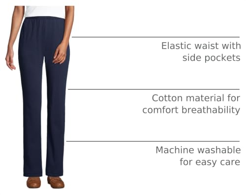 Image of Lands' End Women's Relaxed Fit Sport Knit High Rise Pants - Soft Cotton Pull-On with Elastic Waist