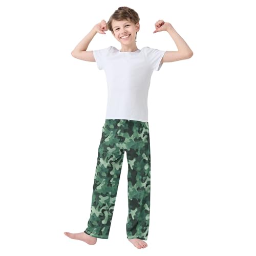 Boys' Pants Dark Green Trendy Camo Long Bottoms Jogger Pants Elastic Waist Trousers with Pockets S-XL2