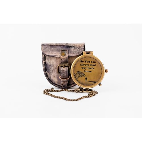 Brújula funcional de latón con cubierta de cuero, estilo náutico vintage, regalo coleccionable miniatura 7