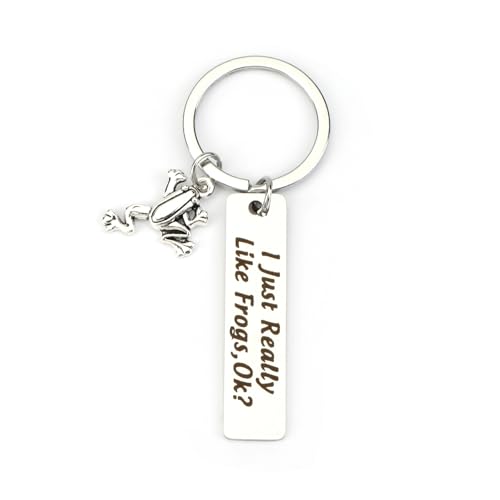 Tranbath Quirky Frog Keychain, 'i Just Really like Frogs, Ok?', Personalised Gift for Women, Keyring Accessories for Mum, Sister, Good Friend, Funny Presents for Women and Colleagues