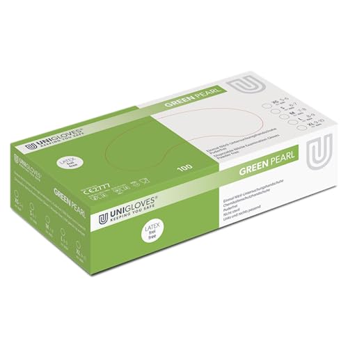 Produktbild von 5 Kisten Unigloves Strong White Pearl – Nitril-Einmalhandschuhe, Latexfrei, Lebensmittelgeeignet, Größen S–XL