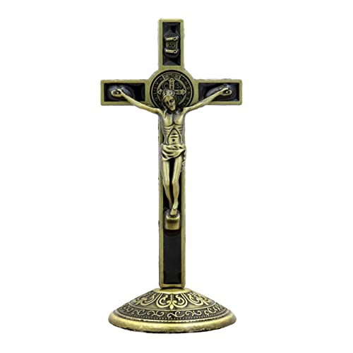 UBJQWQXM Crucifijo Y Soporte Figura Cruz Altar Estatua de Jesús Cruz de Mesa Católica Artesanías de Cristo Crucifijo para Jesús Decoración Figura Estatua, Estilo un, Individual