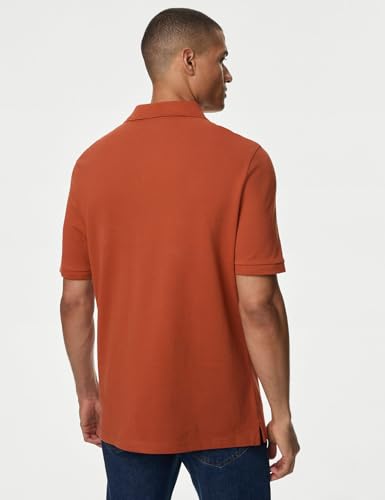 Image of Marks & Spencer Pure Cotton Pique Polo Shirt Burnt Orange