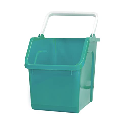 good natured Handy Tote Organizer, 6 Gallon / 25 Liter â€“ Stackable Storage Bin with Handle for Kitchen, Closet, Garage, Bathroom or Classroom â€“ Plant Based, BPA-Free Storage Basket in Turquoise