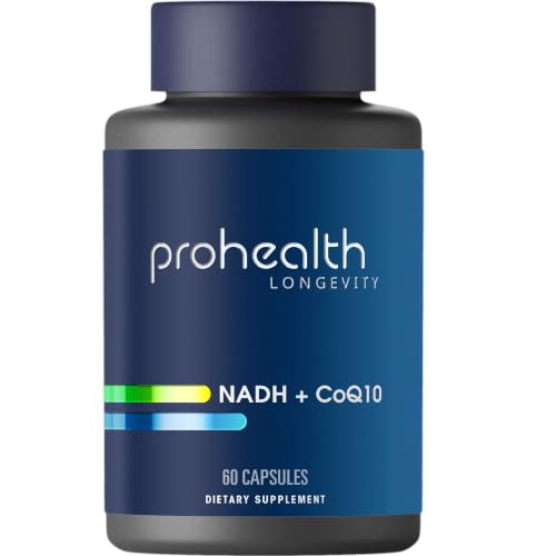 ProHealth NADH + CoQ10 - Boost NAD+ | 60 Day Supply | Pure NADH 25 mg CoQ10 100 mg | 60 Acid Resistant Capsules | Energy | Focus | ATP Production