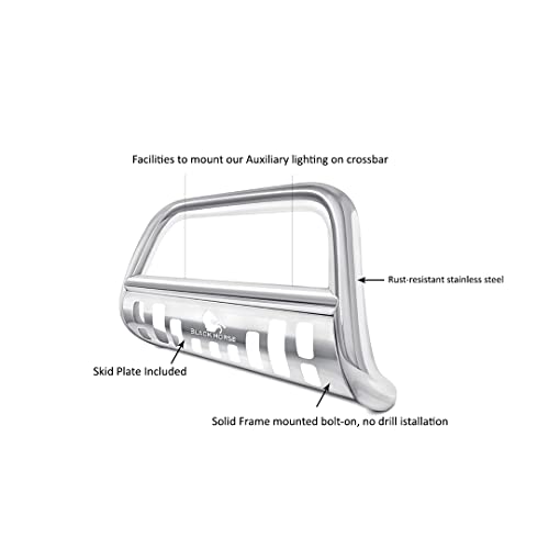 Black Horse Bull Bar Skid Plate Stainless Steel Compatible with 03-17 Ford Expedition|04-24 Ford F-150 (Excludes Heritage Edition and 10-14 SVT Raptor Model)|2003-2017 Lincoln Navigator-CBS-FOE2011SP