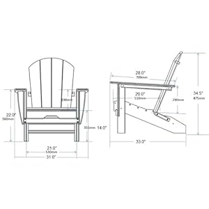 Folding Adirondack Chair, Premium All Weather Outdoor Patio Furniture, 21 Inch Wide Seat, Up to 350 lbs, Foldable Outdoor Patio Chairs, New Heritage Collection (Grey) Folding Adirondack Chair Premium All Weather Outdoor Patio Furniture 21 Inch Wide Seat Up to 350 lbs Foldable Outdoor Patio Chairs New Heritage Collection Grey