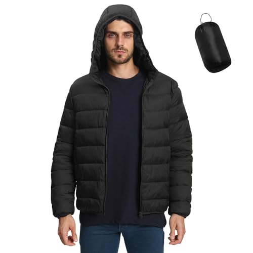 VOICEPTT Chaqueta Con Capucha para Hombre, Chaqueta de Invierno para Hombre, Chaqueta con Cremallera para Hombre es Ligera, Cálida y Plegable (MX/US, Alfa,...