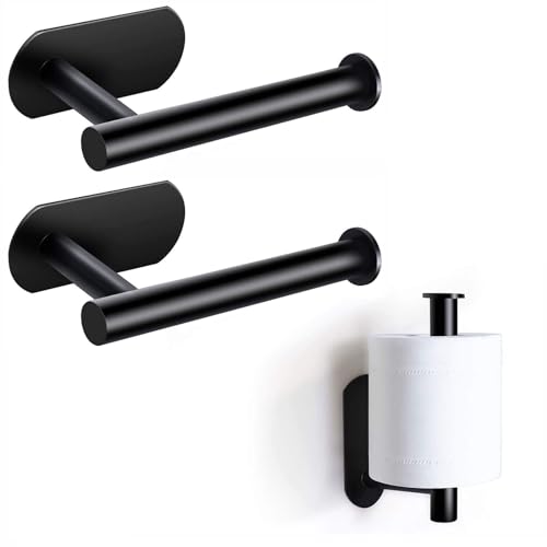 GoodTool Stainless Steel Toilet Paper Holder Wall Mount Self Adhesive Bathroom Paper Towel Roll Holder No Drilling Toilet Tissues Holder for Home and Kitchen (2Pcs)