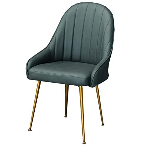 ミッドセンチュリーモダンダイニングチェア オフィス用レザーサイドチェア キッチンチェア ラウンジリビングルームチェア 背もたれとパッド入りシート付きアームチェアアクセントチェア (Color : C- green)