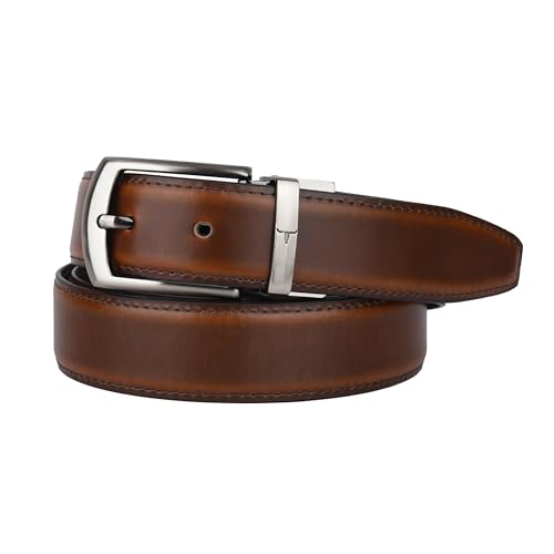 Image of URBAN FOREST Aiden Brown Formal Leather Belt for Men