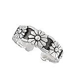 Wholesale Charms Daisy Flowers Floral 925 Solid Sterling Silver Adjustable Toe or Pinkie Ring DIY Crafting