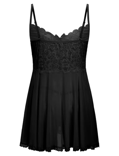 ABAFIP Men's Sissy Lingerie Crossdressing Nightwear Sheer Lace Mesh Nightdress Ruffle V-Neck Nightgown2
