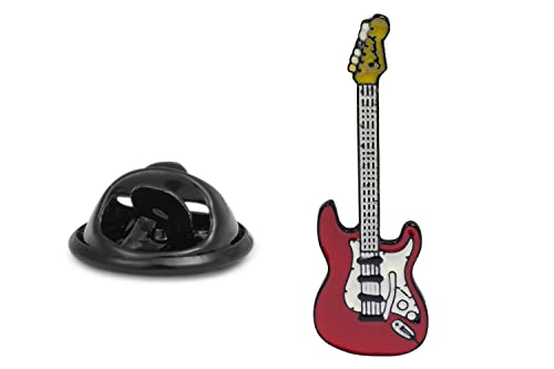 Gemelolandia | Pin de solapa de Guitarra Eléctrica Roja y Blanco | Tamaño 50x10mm | Pines Originales Para Regalar | Para las Camisas, la Ropa o para tu Mochila | Detalles Divertidos…