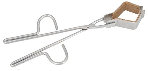 EISCO Heavy Duty Flask Tongs, 10" Long, Cork Lined Jaws, Stainless Steel