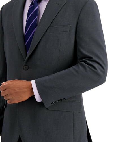 Nautica Mens Modern fit 2 Piece Suit 44 L / 38 Waist Charcoal Grey Solid Stretch2