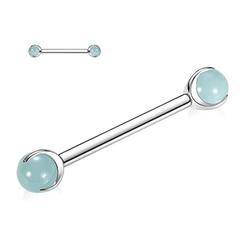 FUNLMO 14G Nipple Tongue Rings G23 Titanium Nipple Jewelry Straight Barbells Nipple Tongue Bar 12mm-18mm, other Cover