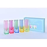 HLYU 5 Pcs Acrylic Vase Set, Bud Vase for Centerpieces, Maximalist Decor Cute Flowers Vases for Modern Home, Office, Bedroom, Living Room, Dining Table (Pink, Purple, Green, Blue, Yellow)