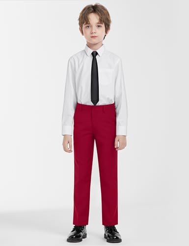 Image of Boys Red Suit 5 Pieces Slim Fit Kids Formal Tuxedo Suit Set for Wedding Ring Bearer, Easter, First Communion, Confirmation, Graduation Little Boys Size 7