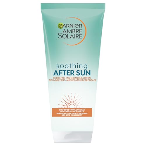 Garnier Ambre Solaire Fake Tan After Sun Hydrating Tan Maintainer with Glycerol & Vitamin E Hydrate Soothe & Intensify Skin Radiant Glow Dermatologically Tested 200ml