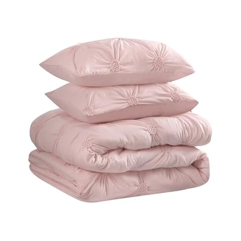 Swift Home 3-Piece Comforter Set with 3D Floral Pintuck Cover