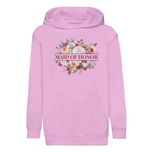 Sweat à capuche enfant Maid of Honor mariage avec motif bouquet de fleurs