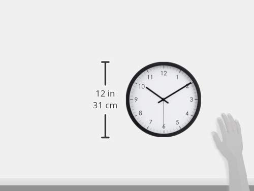 Reloj de Pared Clásico 12 pulgadas - Silencioso - Negro - Amazon Basics miniatura 3