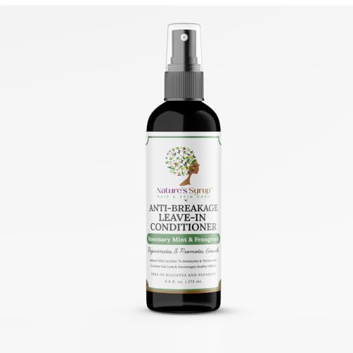 Nature’s Syrup Rosemary Mint & Fenugreek Anti-Breakage Leave-In Conditioner – Strengthens, Hydrates & Promotes Hair Growth | Sulfate-Free Lightweight Moisturizer for All Hair Types – 9.6 fl oz