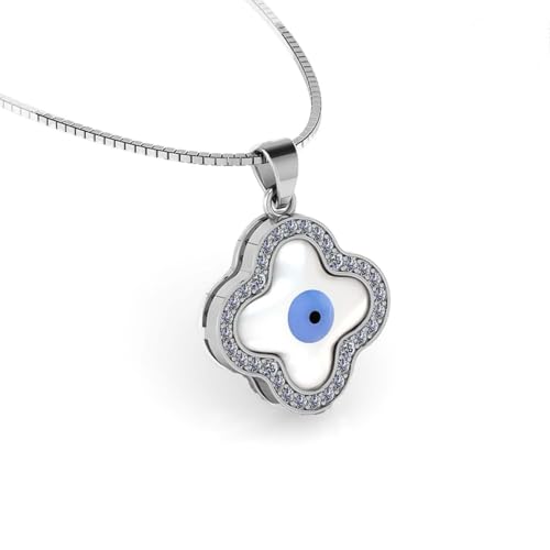 Image of Miss Highness 925 Sterling Silver Pendant for Women | Evil Eye Pendant with Chain | Certified Pure Silver Jewellery | Office Wear Necklace | Gift for Wife, Girlfriend, Birthday & Anniversary