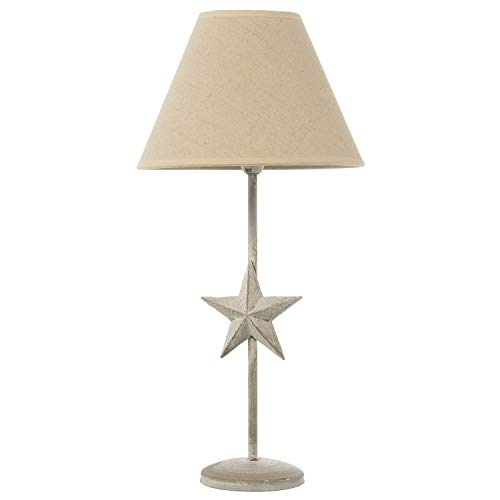 Lampe table métal décapé abat-jour luminaire chambre E14 - 2