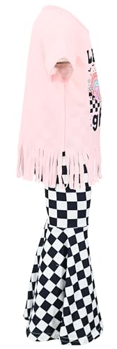 Image of Unique Baby 2 Piece Girls Bell Bottom Leggings Outfit with Short Sleeved Shirt Kid and Toddler Clothes Set