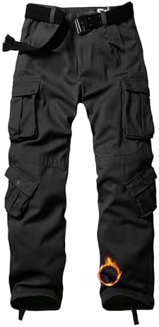 VATINNT Men's Fleece Lined Work Cargo Trousers,Insulated Camoufla...