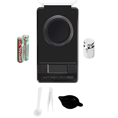 HJCDMJ 0.001g x 50g Digital Milligram Pocket Scale , Electronic Weighing Scale for Jewelry Coin Loading and Kitchen, 6 Modes Mini Gram Scale with Calibrated Weight Tweezers and Weighing Pan