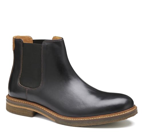 Johnston & Murphy Men's Calder 175th Anniversary Chelsea Slip-On Dress Boot, Black Oiled American Full Grain, 9 M
