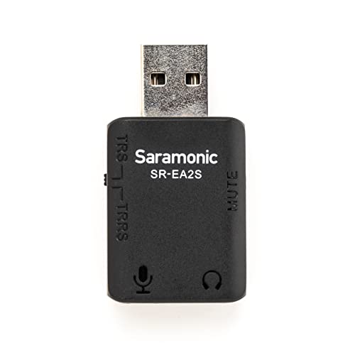 Saramonic USB Audio Interface with 3.5mm Microphone Input for TRS or TRRS Mics, 3.5mm Headphone Out...