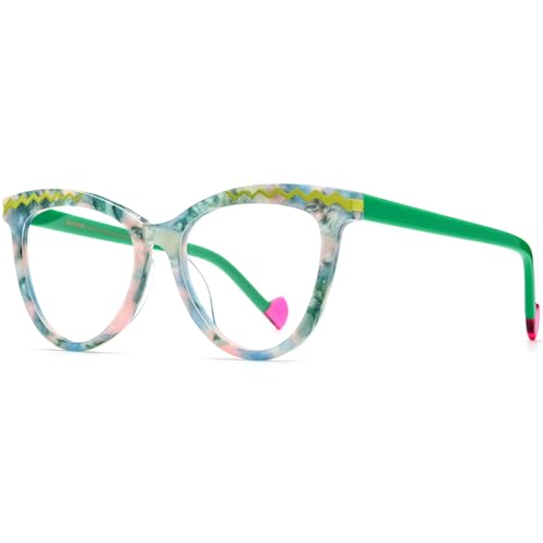 Image of HEPIDEM Multicolor Acetate Glasses Frame Women Cat Eye Eyeglasses Men Optical Spectacles 9291