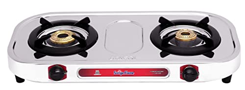 Surya Flame Costa 2 Burner LPG Manual Gas Stove | Stainless Steel Body Sleek Design | 2 Years Complete Doorstep Warranty