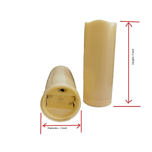 Erosway Outdoor Candles, 2 Flickering Waterproof Flameless Battery Operated Led Pillar Candles(D: 3" X H: 7") With Remote 2/4/6/8 Timer. Plastic Resin Electric Decorative Light. 2Pcs/Pack (Ivory) #TOP4