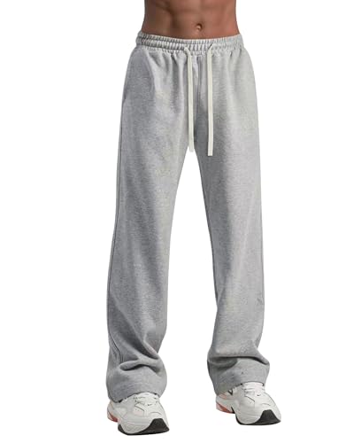 Time leap Mens Baggy Sweatpants Wide Leg Pants Loose Fit Open Bottoms Breathable Joggers Casual Light Grey M