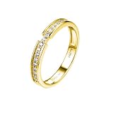 Juego de anillos de boda para mujer, anillos redondos para mujer, regalos únicos para mujer, S 1/2, Oro amarillo de 9 quilates, Moissanita