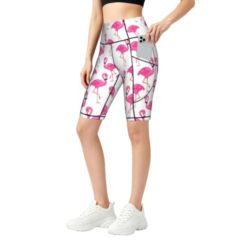 Short de cyclisme doux EdWal imprimé flamant rose pour femme