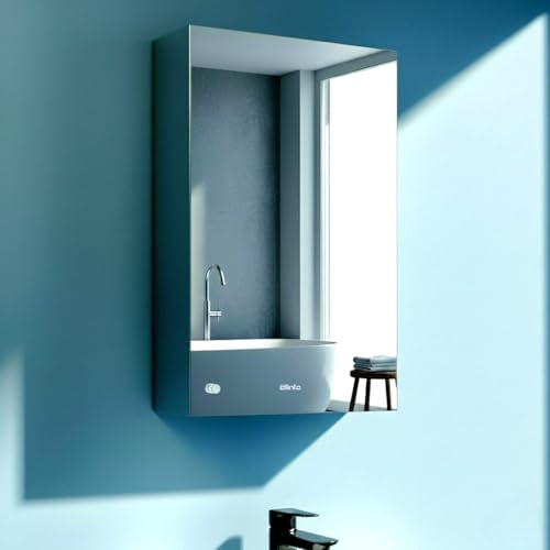 Image of Premium Bathroom Cabinet with Mirror Stainless Steel Mirror Cabinet for Storage Organizer Wash Basin /Shelf for Wall with Mirror Saloon, Hospitals, /Bathroom Accessories (Size 14x20 Inch)