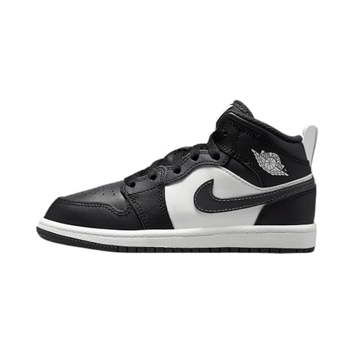 Jordan 1 Mid negros para niños pequeños con suela summit white