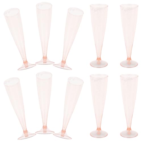 MUELODSIC 10個 使い捨てグリッターゴブレット 軽量プラスチック製 高脚カクテルワイングラス パーティー ホーム バー用 優雅なデザイン