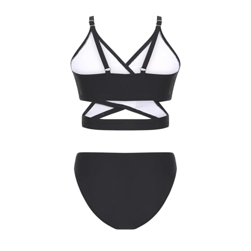 Kids Girls 3 Pcs Bikini Sets Crisscross Bra Top Brief with Printed Shorts Bathing Suits4