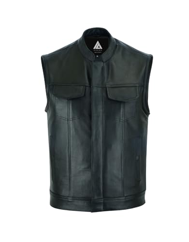 ARIAN Men's SOA Motorcycle Vest for Biker Club Style Vest with Concealed Carry Gun Pocket (as1, alpha, xx_l, regular, regular)